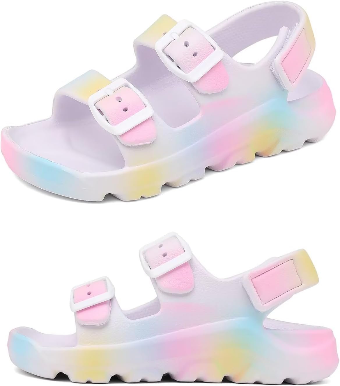 Boys Girls Toddler Little Kid Sandals Buckle Adjustable Water Sandal With Hook Loop Back Strap(Toddler 5-Little Kid 12)