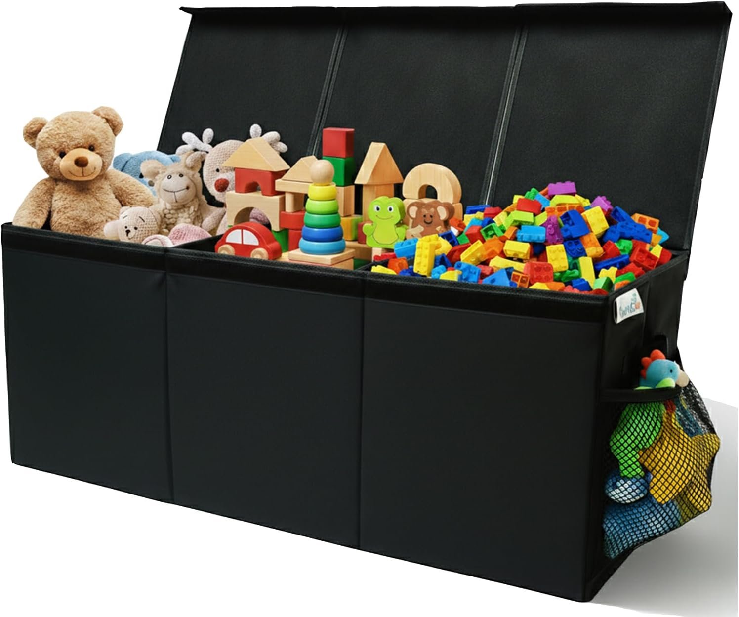SoftOwl Extra Large Toy Storage Organizer with Lid – Sturdy, Collapsible Toy Chest Storage Box Design – Toys Bin with Dividers for Kids, Nursery, Bedroom, Playroom 37″x16″x14″