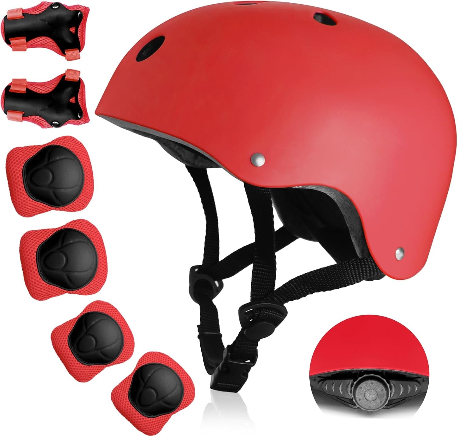 Kids Bike Helmet with Protective Gear Set, Toddler Skateboard Helmet for Ages 3-5-8 Boys Girls, Adjustable Safety Helmet with Knee Elbow Wrist Pads for Bicycling, Skating, BMX