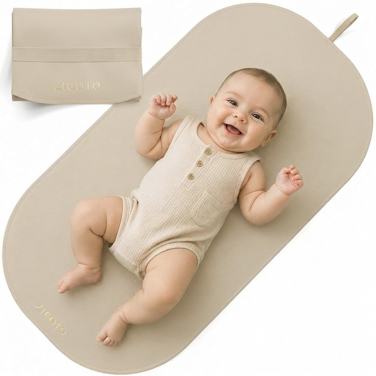 Beautiful Portable Baby Changing Pad – Wipeable and Easy to Clean Diaper Changing Mat – The Perfect Waterproof Vegan Leather Pad for Traveling