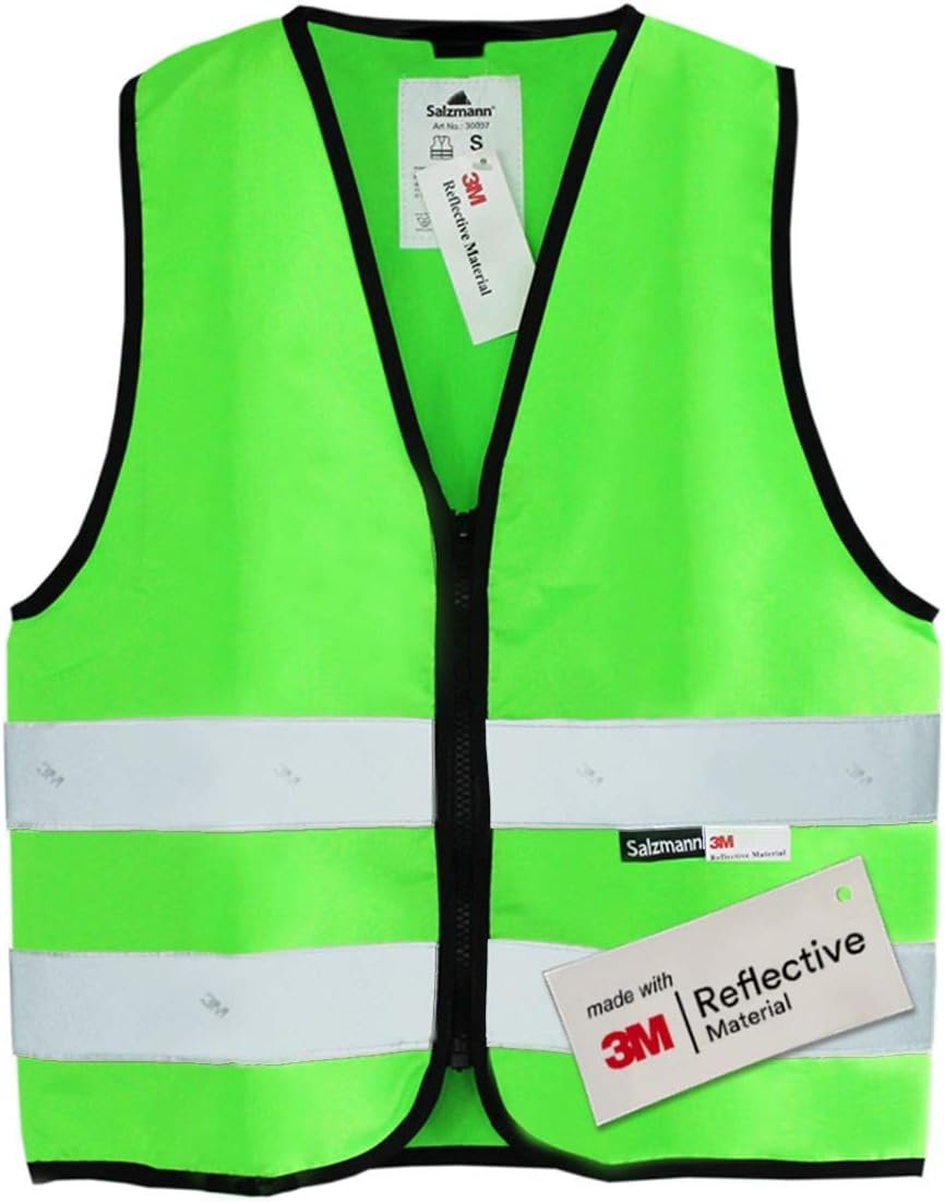 Salzmann Children’s High Visibility Vest – Reflective Safety Vest with Zipper – Made with 3M Reflective Material