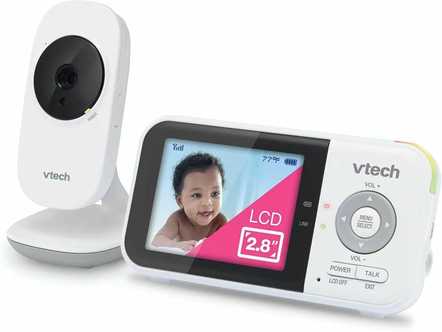 VTech VM819 Baby Monitor with Camera — No WiFi, No Subscription | 19Hr Battery, 1000ft Range, Night Vision, 2-Way Talk, Temperature Sensor, 2.8″ Screen