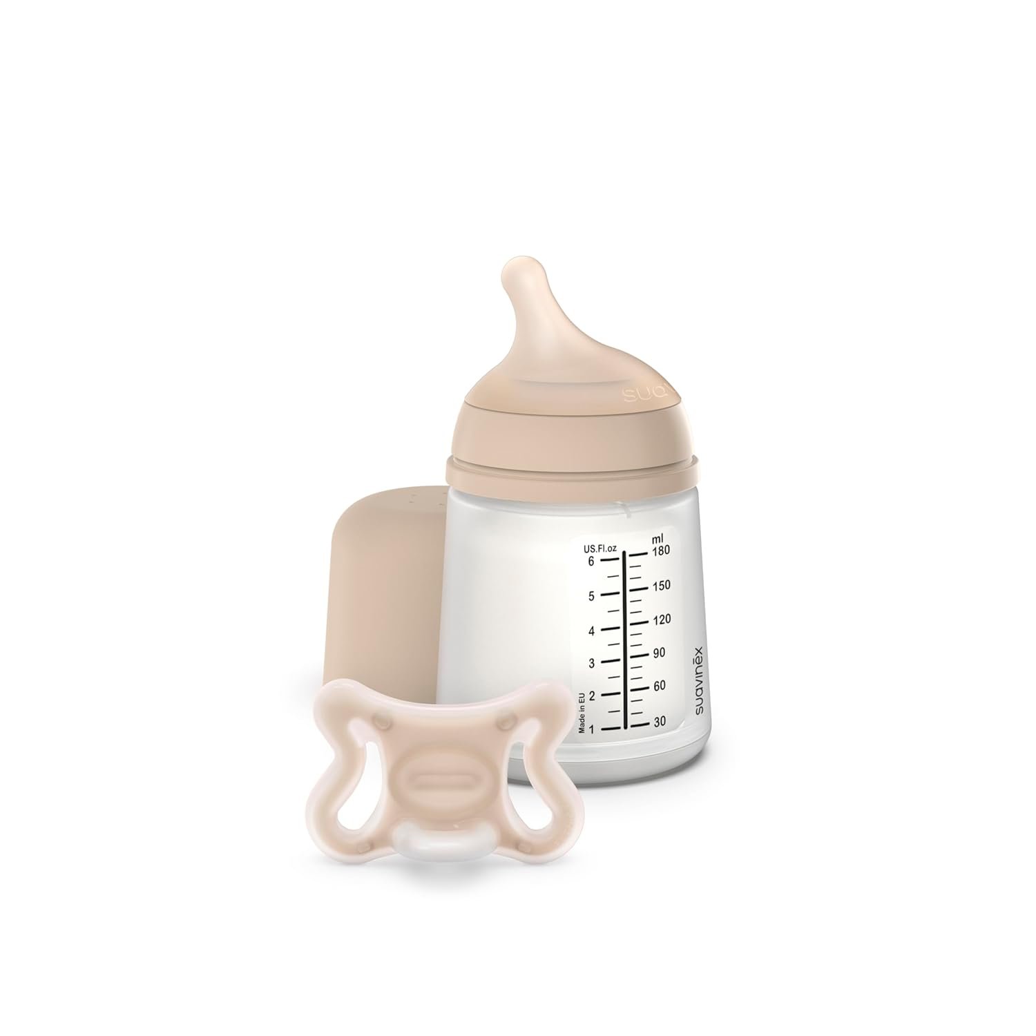 Suavinex Zero Zero Newborn Starter Set Small Anti Colic Baby Bottle + Pacifier, No 1 Spanish Baby Bottle Brand, Minimizes Bottle Rejection & Nipple Confusion, Adaptable Flow – Light
