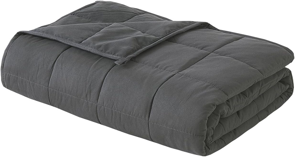 Weighted Blanket for Kids 40″x60″ 5 lbs Cooling Blanket for Sleepers, Soft Material Blanket with Premium Glass Beads for All-Season, Grey