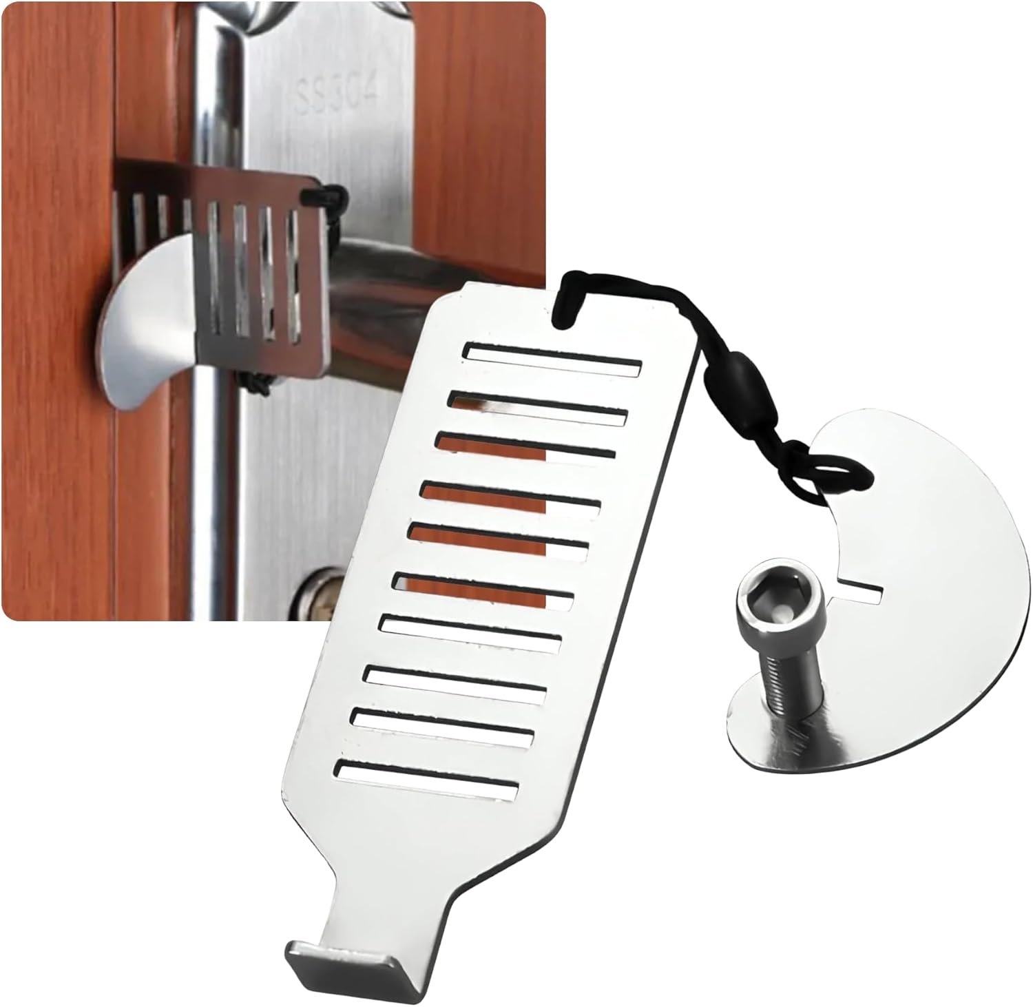 Instant Safety Portable Door Lock, Travel Door Stopper, Universal Quick Install Lock, Emergency Lock, Childproof Door Jammer.