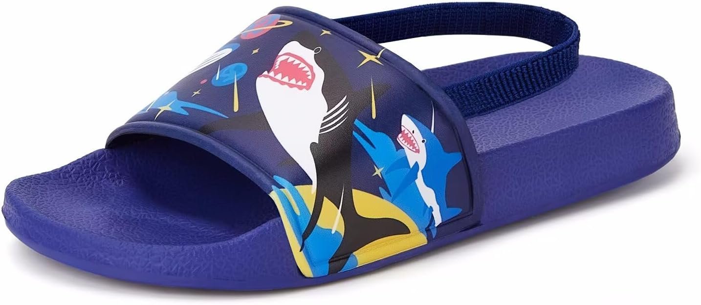 FUNCOO PLUS Toddler Slide Sandals Boys Girls Water Shoes Kids Slip On Sandal with Back Strap for Outdoor Summer Beach