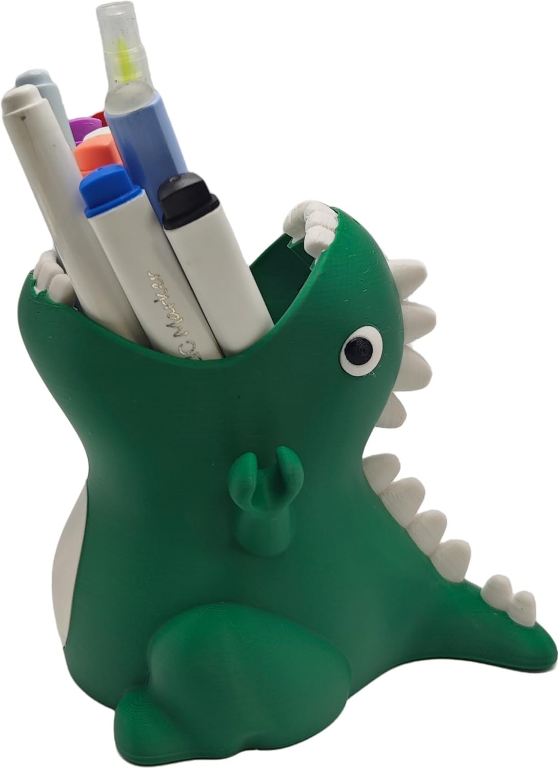 TIME&TRAVE Cute Dinosaur Pen Holder for Desk, Creative Pencil Holder Desk Organizers, Office Supplies Decorations Idea Gift for Women Kids (Green)