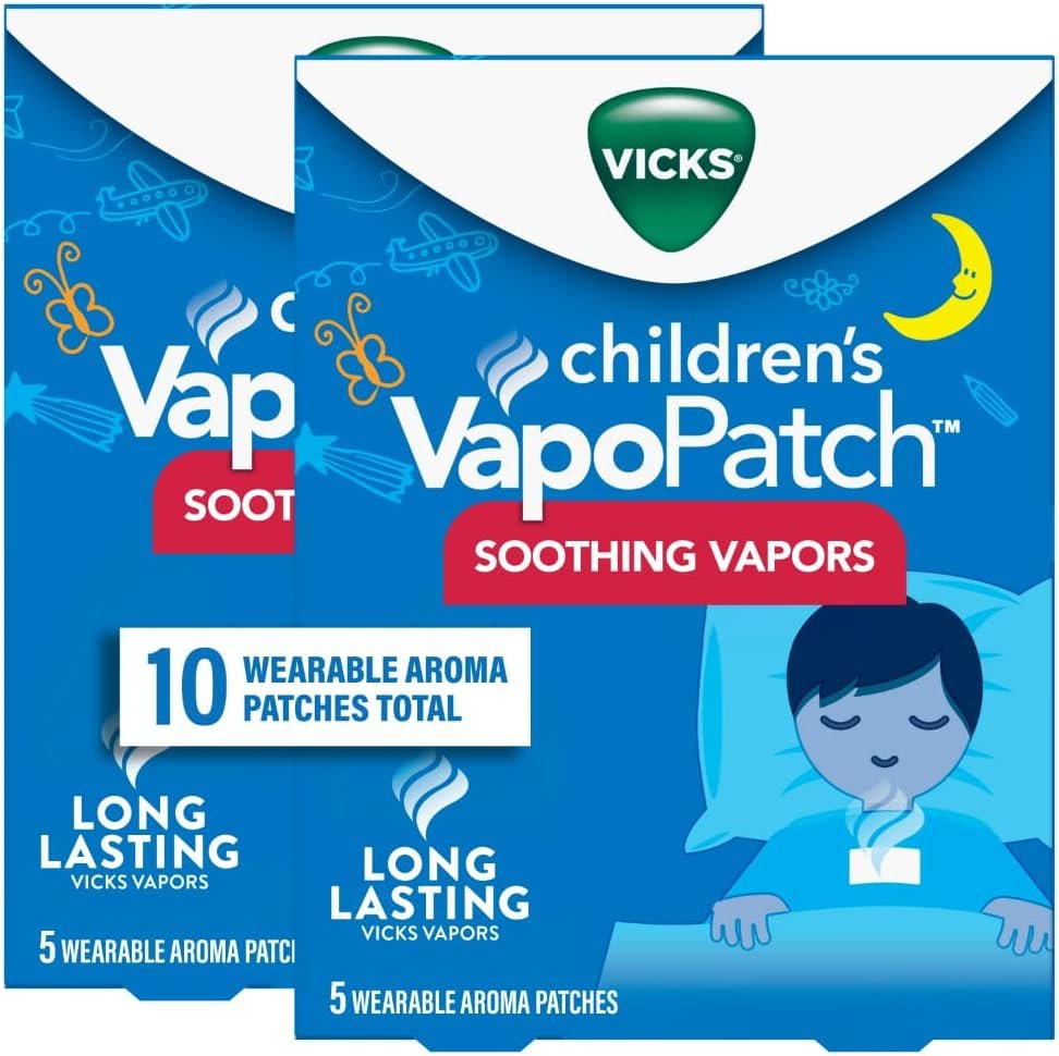 Vicks Children’s VapoPatch, Wearable Mess-Free Aroma Patch, Soothing & Comforting Non-Medicated Vicks Vapors, For Children Ages 6+, 5ct – Pack of 2