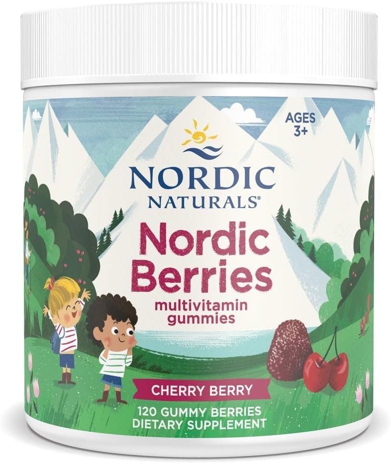 Nordic Naturals Nordic Berries, Cherry Berry – 120 Gummy Berries – Great-Tasting Multivitamin for Ages 2+ – Growth, Development, Optimal Wellness – Non-GMO, Vegetarian – 30 Servings