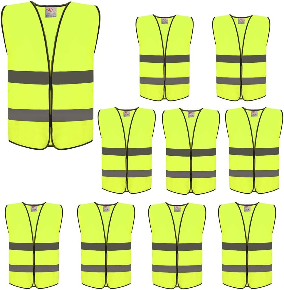 zojo High Visibility Kids Reflective Safety Vests for cycling, skateboarding, walking,school commute, Fits for Boy and Girl,10 PACK, Kids-S-Neon Yellow
