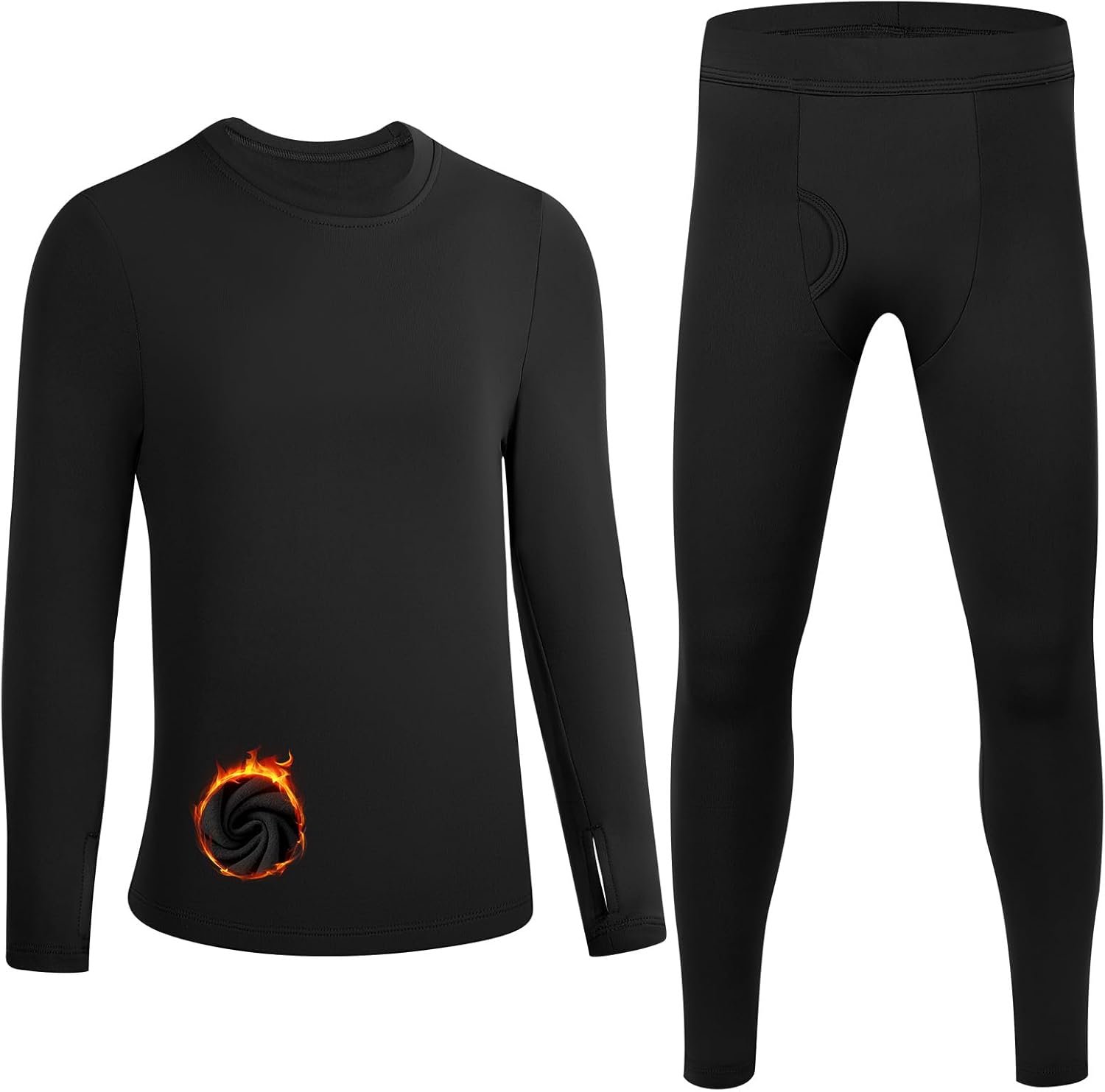 Boys Thermal Underwear Set, Kids Thermals Top and Bottom Set, Soft Fleece Lined Long Johns Base Layer for Skiing