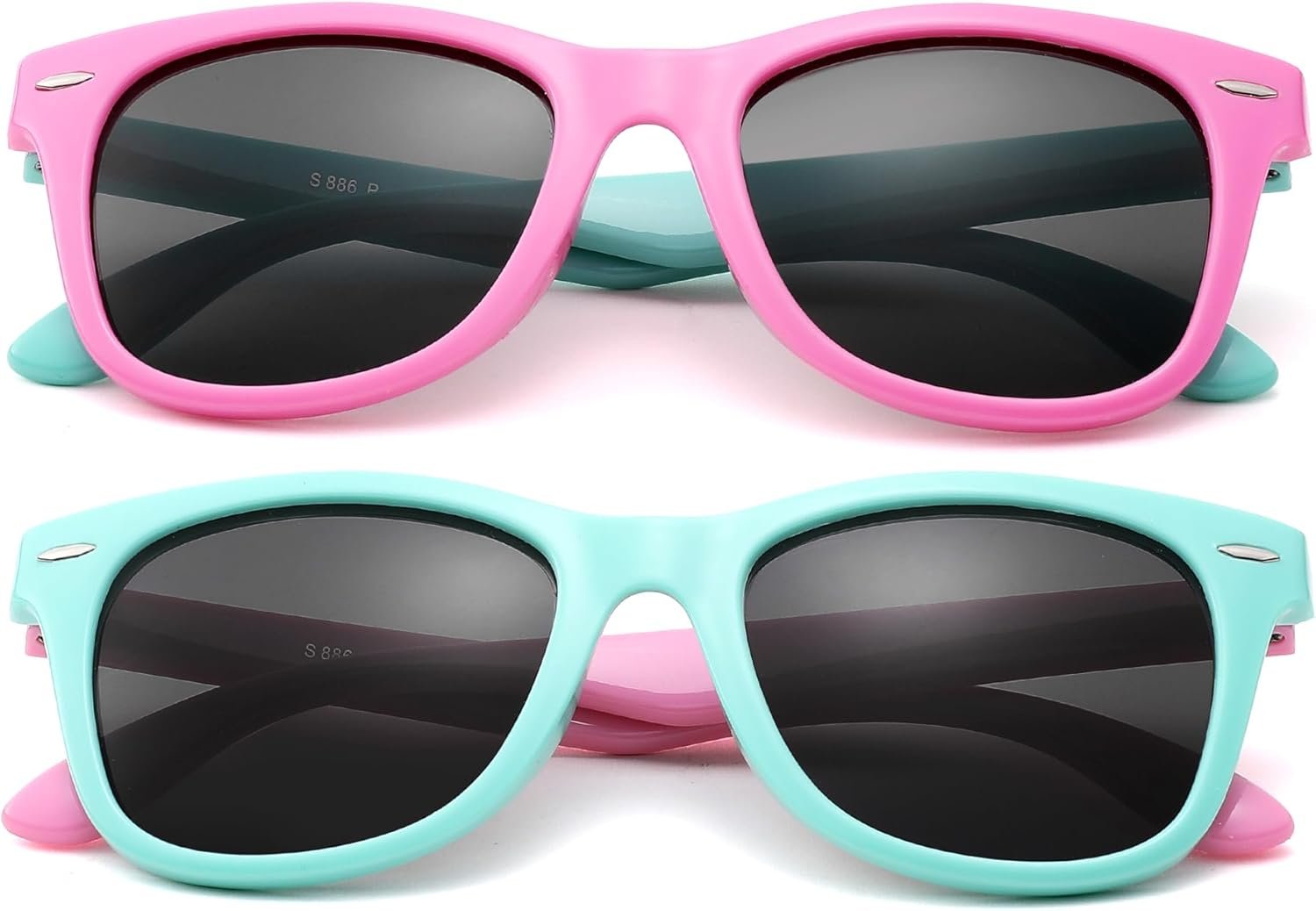COASION Kids Sunglasses Age 4-12, Girls Boys Polarized TPEE Rubber Flexible Shades Glasses for Big Kids