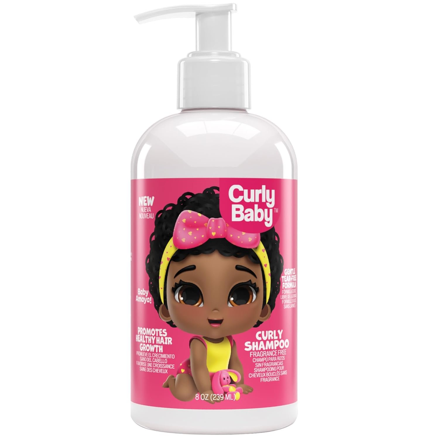 Curly Shampoo – Tear-Free, Dermatologist-Tested, Hypoallergenic, Fragrance-Free Baby Shampoo for Curly, Kinky, Coily Hair – Gentle Cleanse, Moisturizing, Promotes Healthy Hair Growth – 8oz