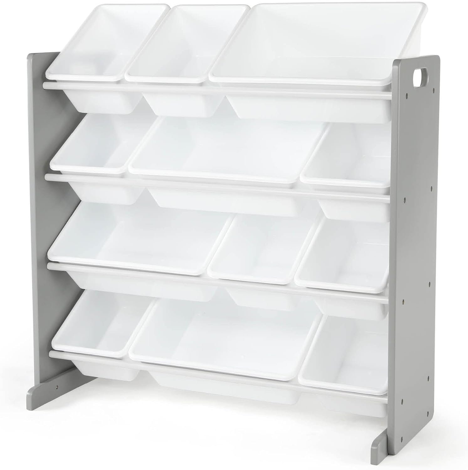 Humble Crew Toy Storage Organizer with 12 Removable Storage Bins for Kids Playroom, 4-Tier Toddler Toy Organization, Grey/White