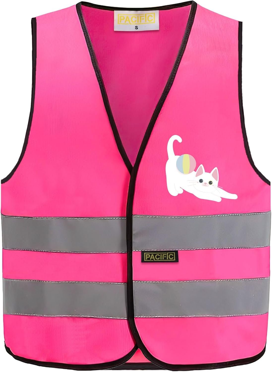 PACIFIC PPE Children’s High Visibility Vest, Kids Reflective Safety Traffic Vest for Running Kindergarten Preschool Children, Pink, Small