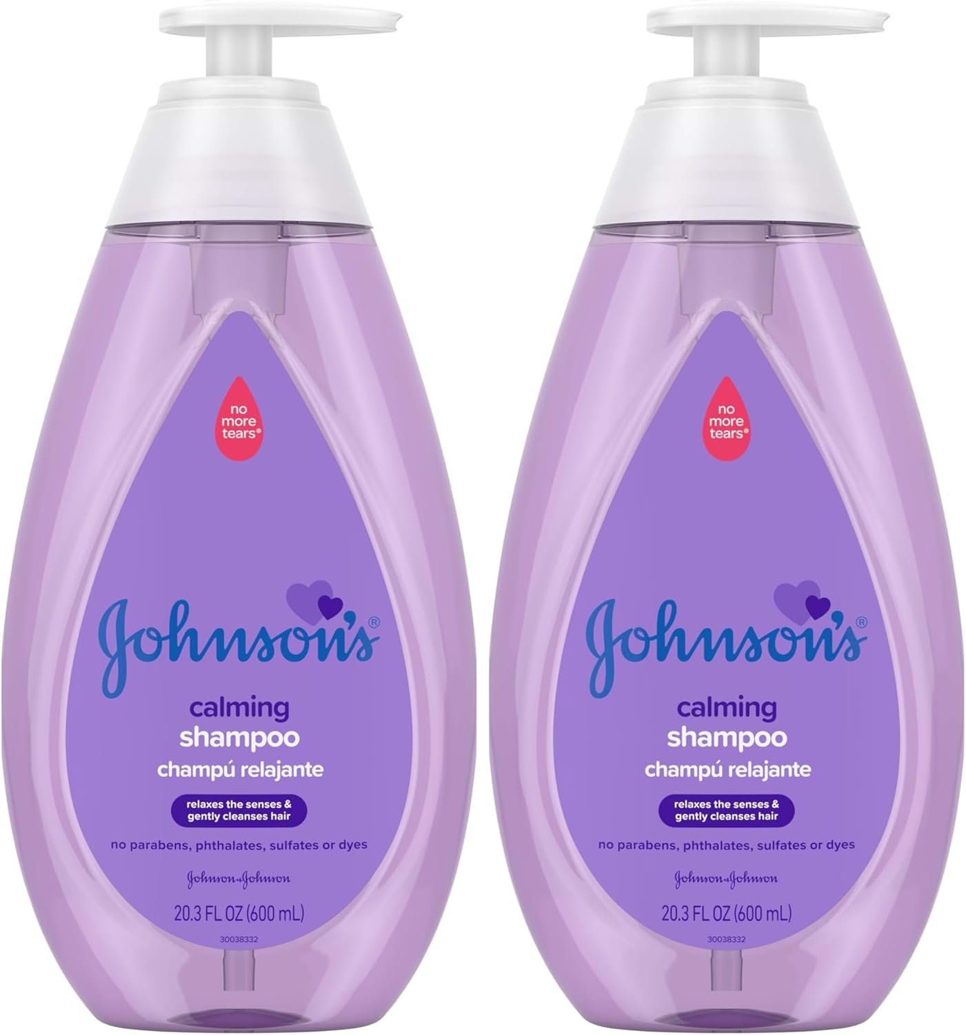 Johnson’s Baby Shampoo, 20.3 fl. oz, Pack of 2 | Calming Formula | Hypoallergenic | Tear-Free | No Parabens