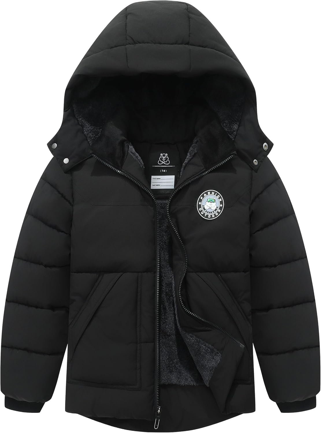 Boy’s Waterproof Winter Coat Warm Down Jacket Insulated Fleece-Lined Puffer Parka Hooded Outerwear for Kids