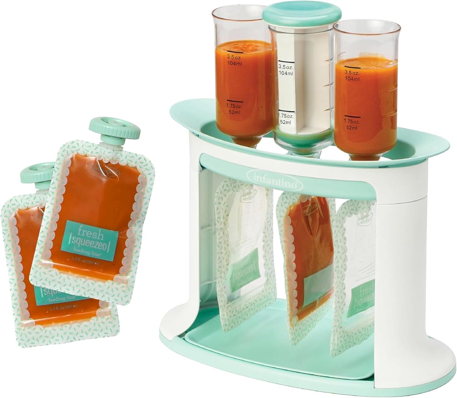 Infantino Squeeze Station for Homemade Baby Food, Pouch Filling Station for Puree Food for Babies and Toddlers, Dishwasher Safe and BPA-Free