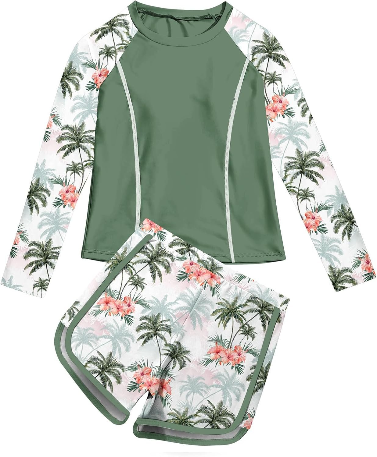 Vogseek Girls Rash Guard Swimsuits 2 Piece Bathing Suit UPF 50+ Summer Swimwear Size 7-12T