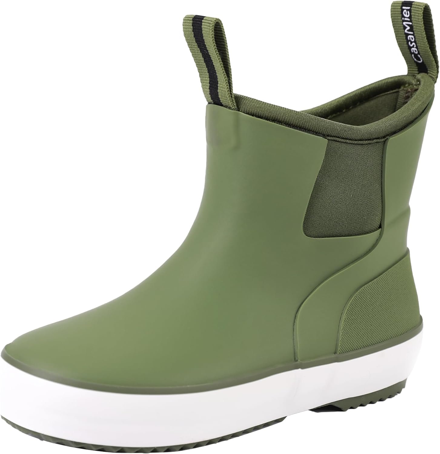 CasaMiel Waterproof Rubber Rain Boots for Big Kids – Youth Ankle Muck Boots, Non-slip Natural Rubber Snow Shoes, Boys Girls Deck Boots for Mud Gardening Fishing Hunting Outdoor