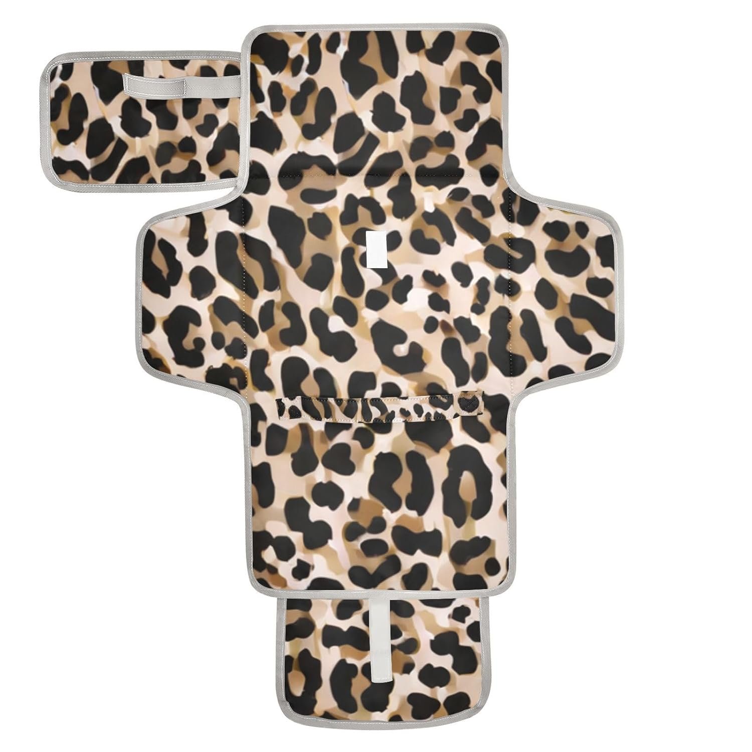 Diaper Changing Pad Leopard Print Portable Diaper Mat with Built-in Pillow Travel Changing Station for Baby with Smart Wipes Pocket