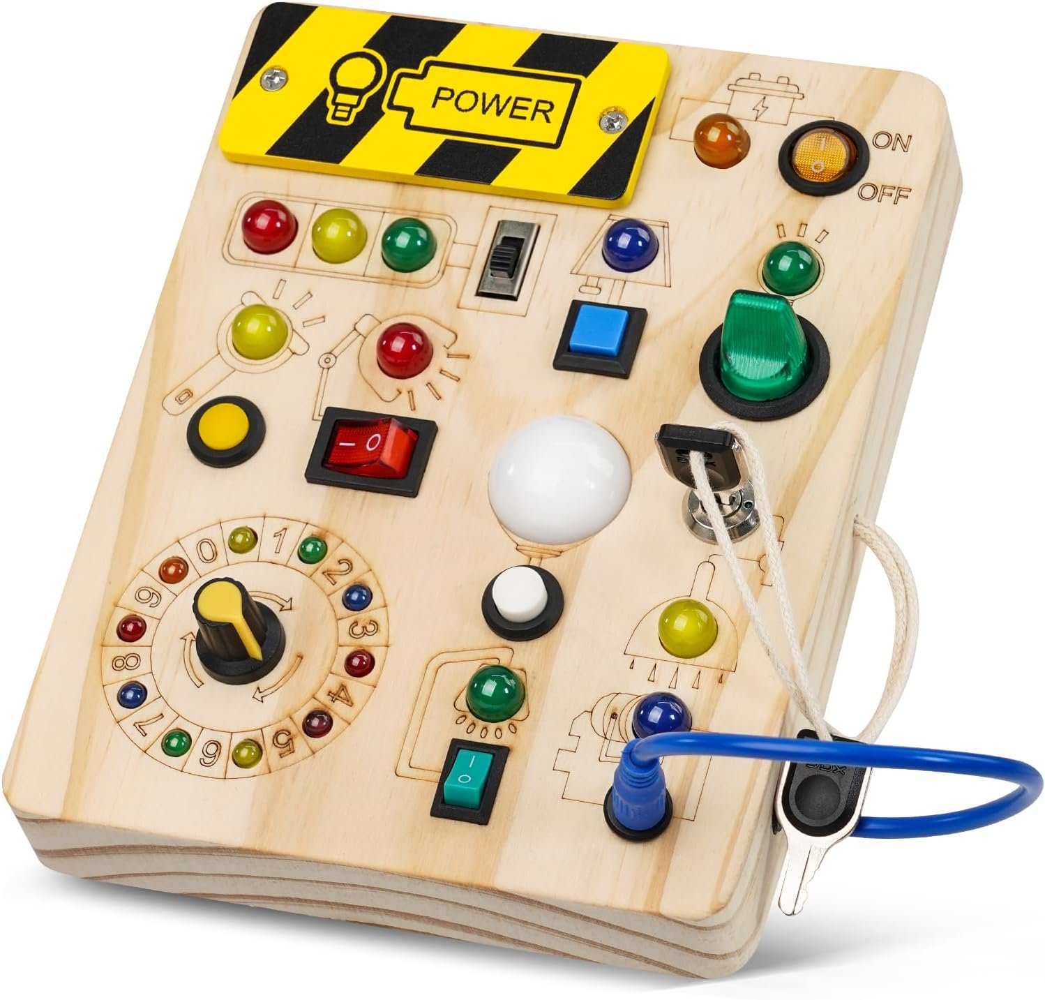 Montessori Busy Board with Traffic Lights – Sensory Toys for 1 2 3 4 Year Olds, Wooden Travel Toy for Toddlers, Educational Learning Activity Gift for Boys & Girls