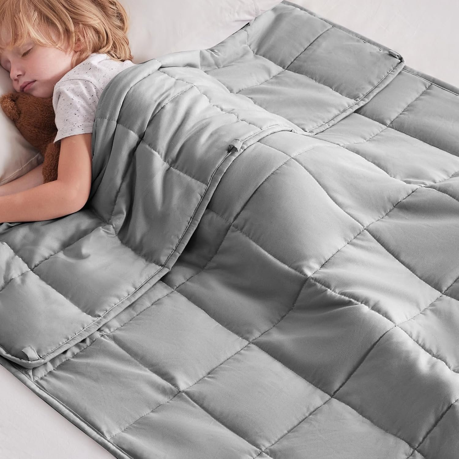 Weighted Blanket Kids (36″x48″ 5lbs),Ultra Soft and Cozy Cooling Weighted Blanket Kids,Heavy Blanket with Machine Washable Soft Blanket, Stone Grey
