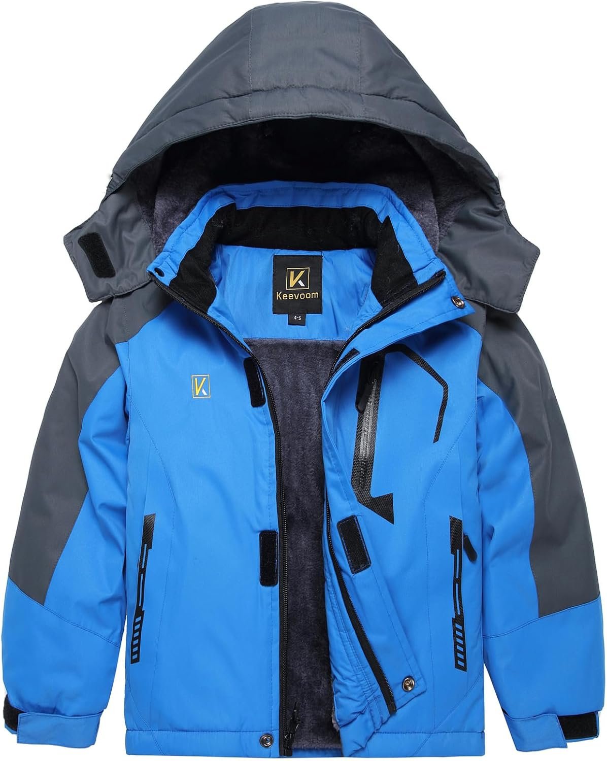 Keevoom Boy’s Waterproof Ski Jacket Winter Warm Thick Snow Coat Windproof Fleece Kids Outdoor Hooded Snowboard Jackets