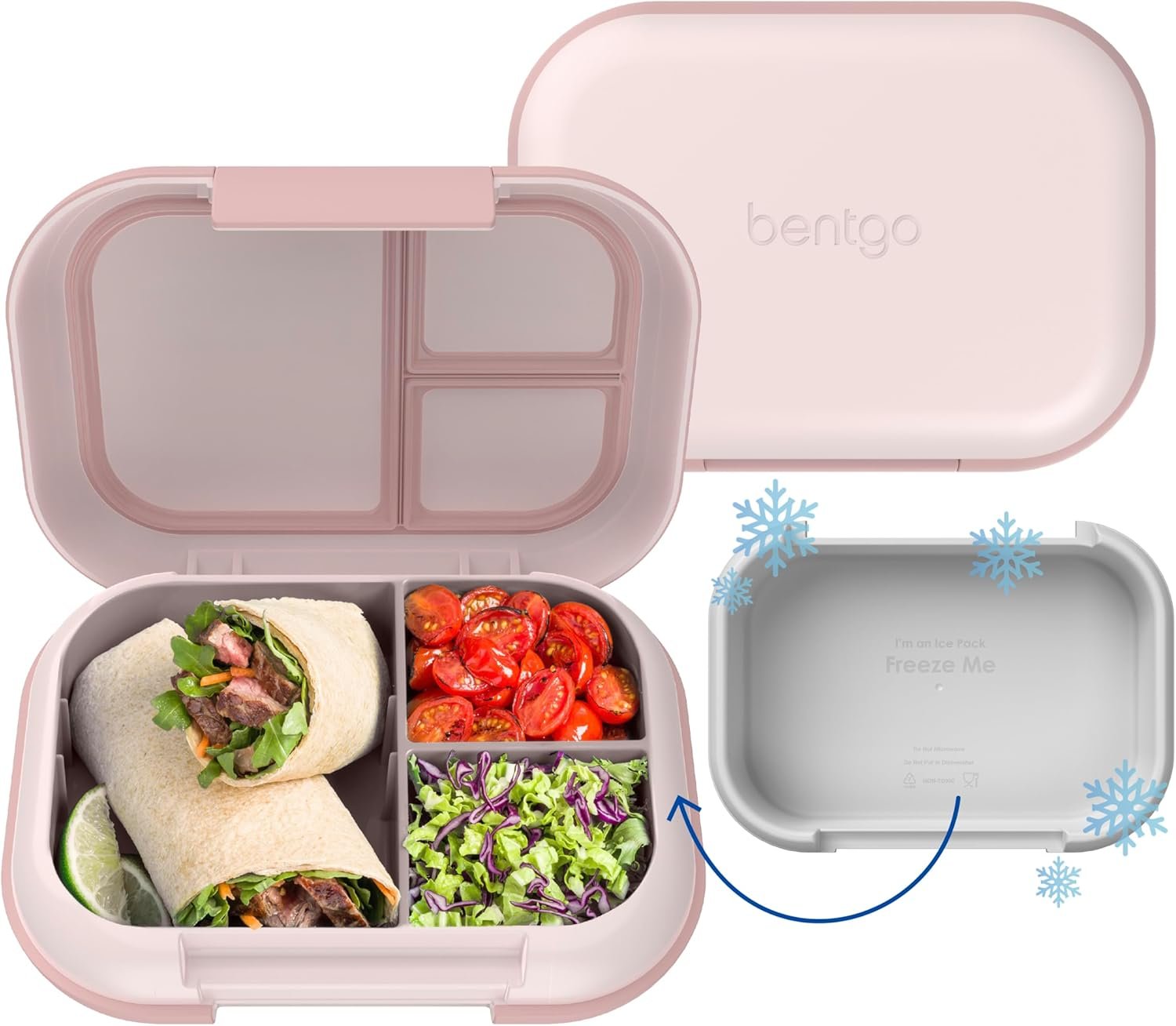 Bentgo Chill Max Leak-Proof XL Lunch Box – Included Ice Pack Keeps Food Cold; 5-Cup Capacity for Ages 8+, 3 or 4 Compartment Bento Box, BPA-Free, Dishwasher Safe (Pink Cloud & Blush)