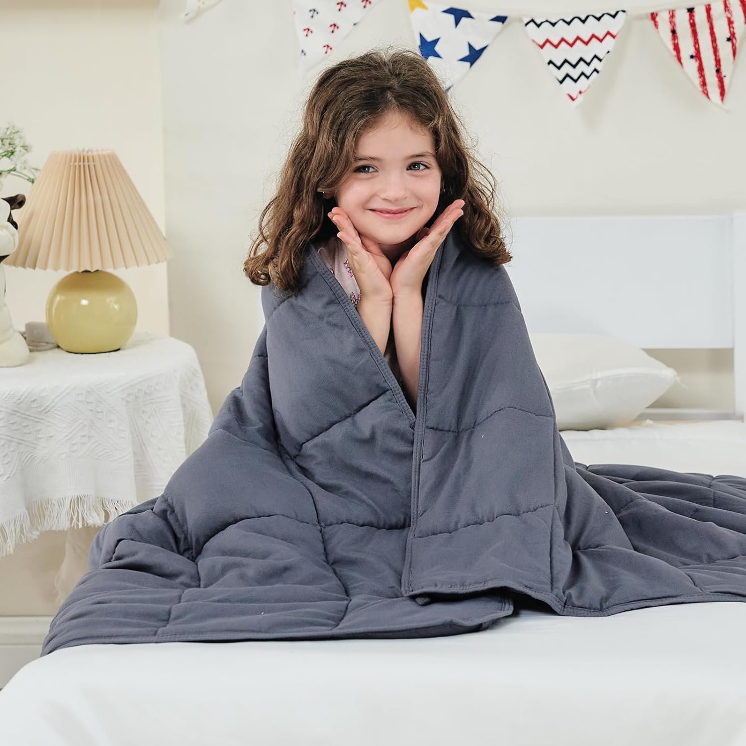 yescool Weighted Blanket (7 lbs, 41″ x 60″, Grey) Cooling Heavy Blanket for Sleeping Perfect for 60-90 lbs, Breathable Blanket with Premium Glass Bead, Machine Washable