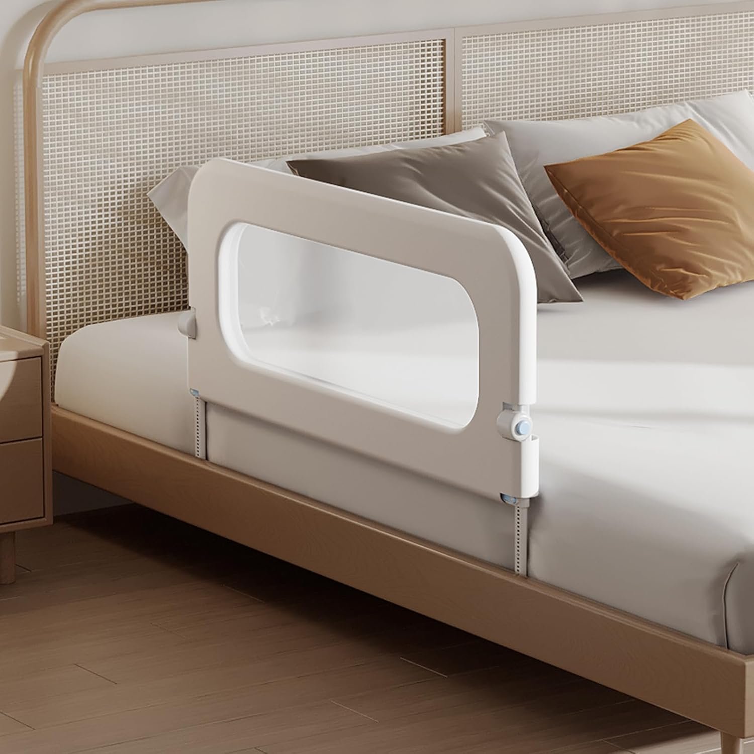 Baby Bed Guard Rail for Toddler – 32in Adjustable Heights, Swing Down Bedrail, Extra Tall Child Safety Side Railing Guards for Kids – Toddler Bed Rail for Queen, King, Twin, and Bunk Size Beds – Full
