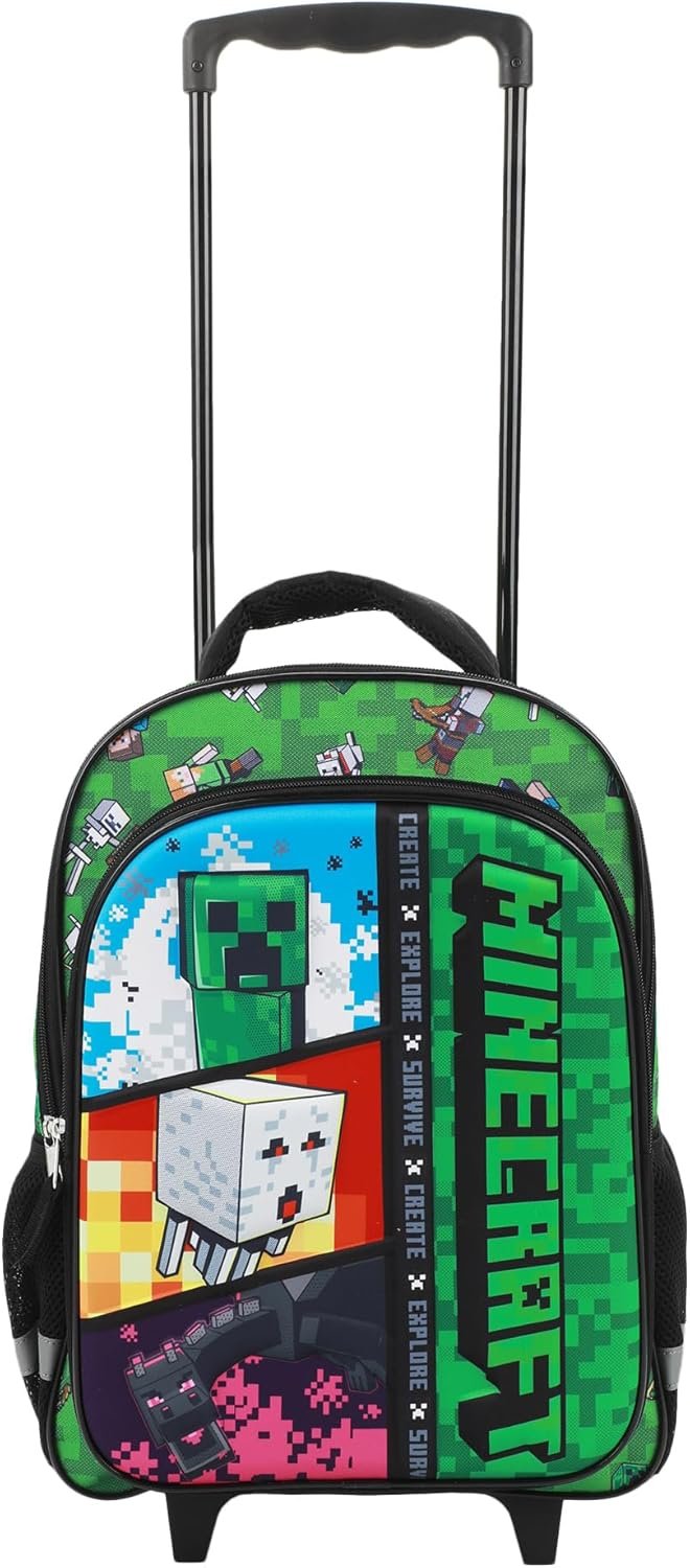 Minecraft Rolling 16” Backpack with Adjustable Handle