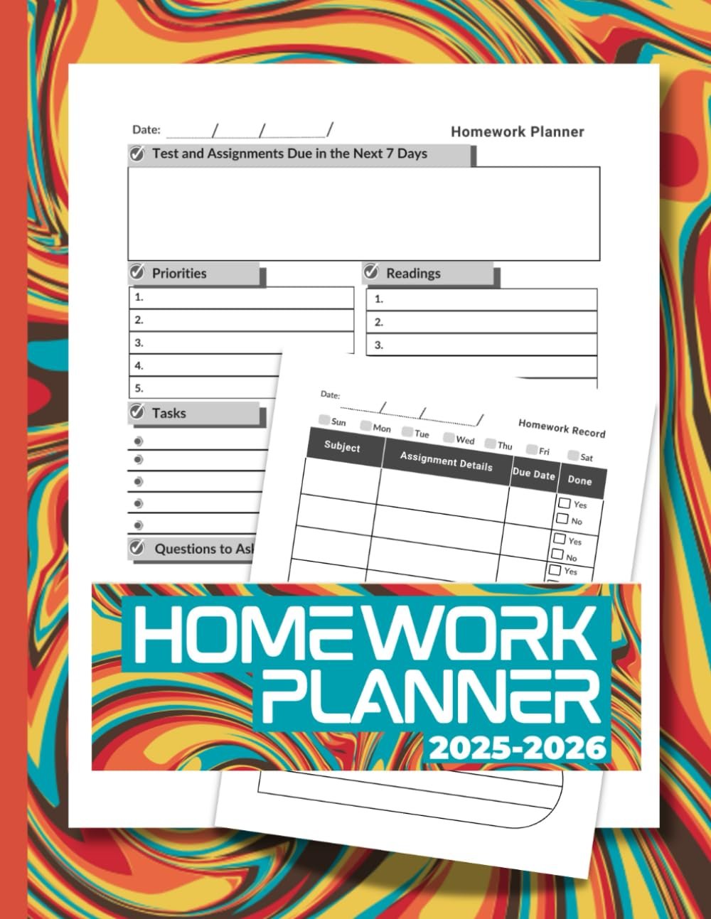 Homework Planner 2025-2026: Assignment Tracker for Elementary, Middle, and High School Students
