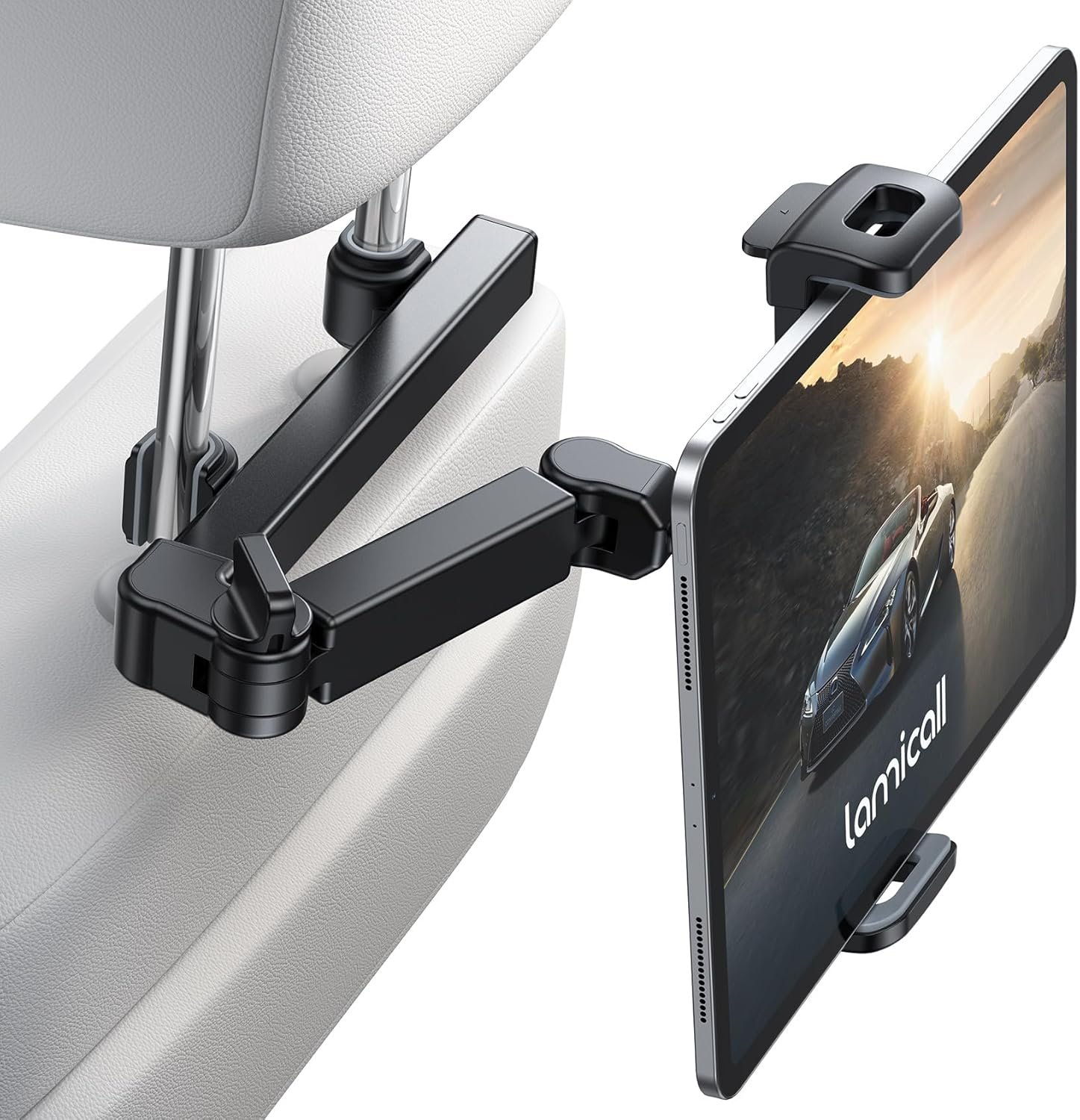 Lamicall Car Headrest Tablet Holder – [3 in 1 Extension Arm] Adjustable Tablet Car Mount for Back Seat, Gifts Road Trip Essentials for Kids, for 4.7-11″ Devices, iPad Pro, Galaxy, Fire, Mother’s Day