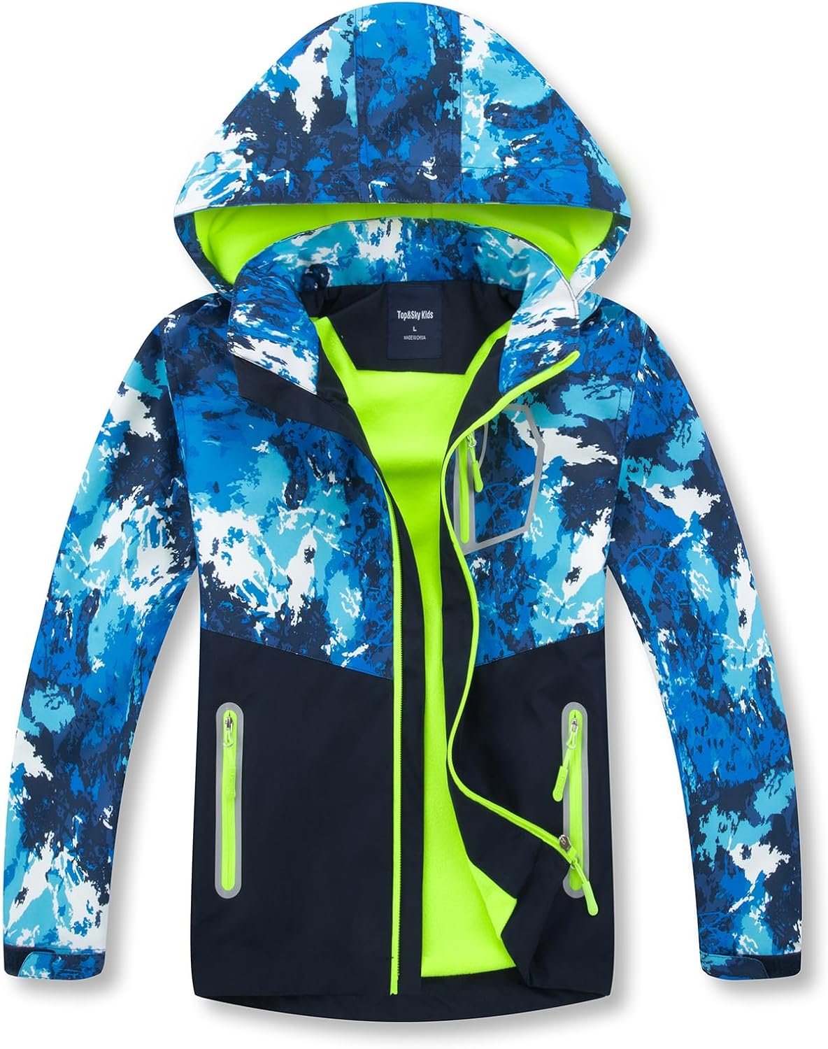 MGEOY Boys Girls Rain Jacket Lightweight Waterproof Hooded Fleece Lined Raincoat Windbreakers for Kids
