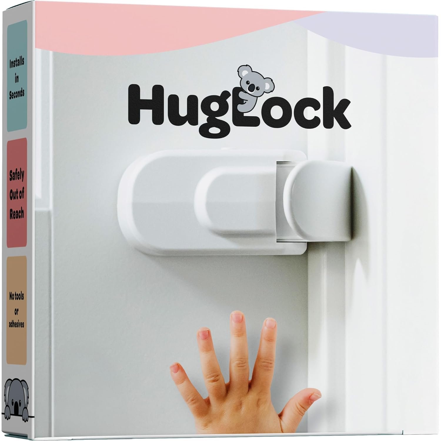 Huglock – The Snap-On Door Lock Kids Can’t Reach or Defeat – No Tools or Adhesives Required – Works With Door Knob, Lever or Handle – Childproof Safety Locks are Toddler, Baby and Child Proof (1 Pack)