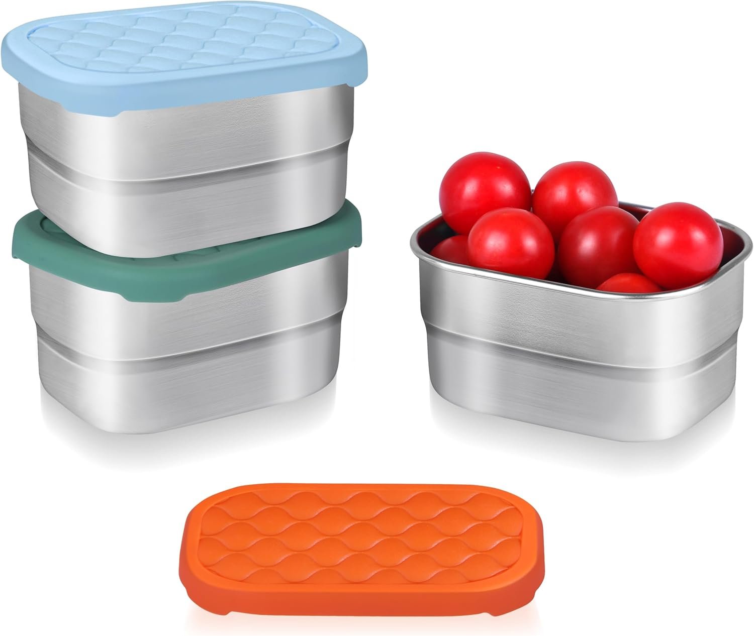 3 Pack 8oz Stainless Steel Kids Lunch Box, Small Snack Containers with Lids, Reusable Leak Proof Lunchbox, Salad Dressing Container to Go, Mini Bento Box for Daycare School