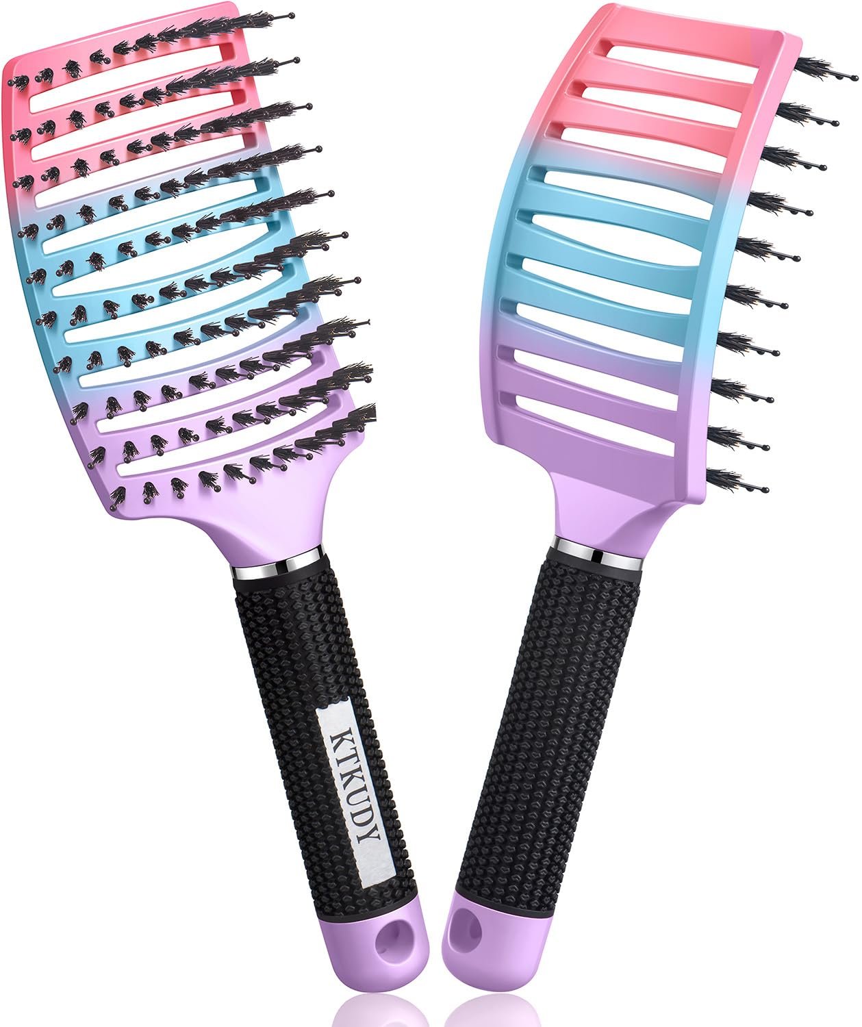 KTKUDY Wet or Dry Detangling Hair Brush for All Hair Types – Eliminates Knots & Reduces Breakage Hairbrush – Tangle Free Detangler Brush For Women Men & Kids, Single, 1 Count