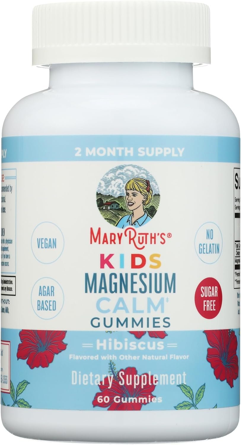 Kids Magnesium Citrate Gummies by MaryRuth’s | 2 Month Supply | Sugar Free | Calm Magnesium Gummies for Kids 2+ | Bone Health | Calcium Absorption | Essential Mineral | Vegan | 60 Count