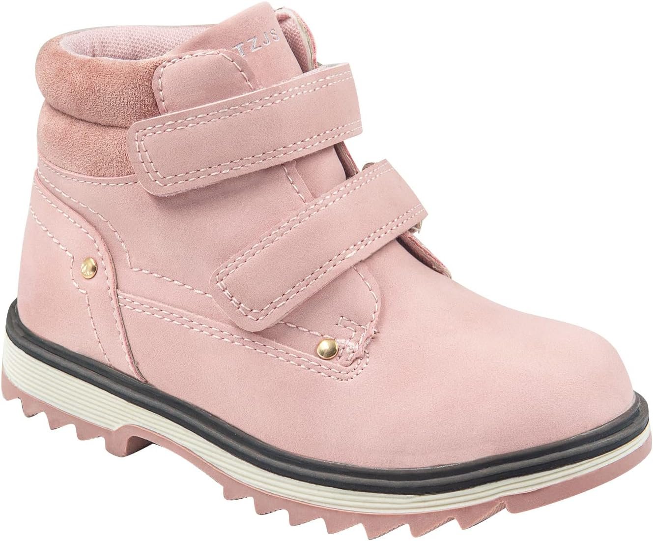 TZJS Kids’ Hiking Work Boots for Boys Girls, Waterproof Outdoor Ankle Boots with Hook and Loop