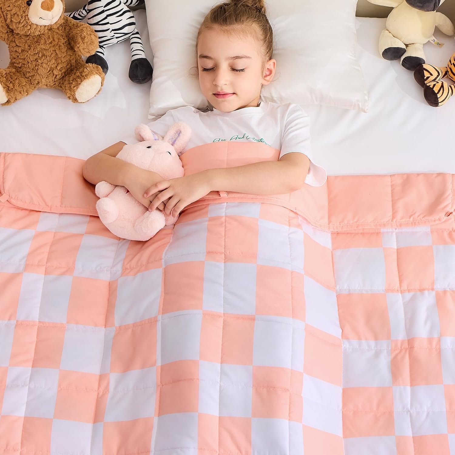 yescool Weighted Blanket 5 Pounds Throw Blanket, Tartan Throw Blanket for 40-60lbs, 36″x48″, Pink Checkered