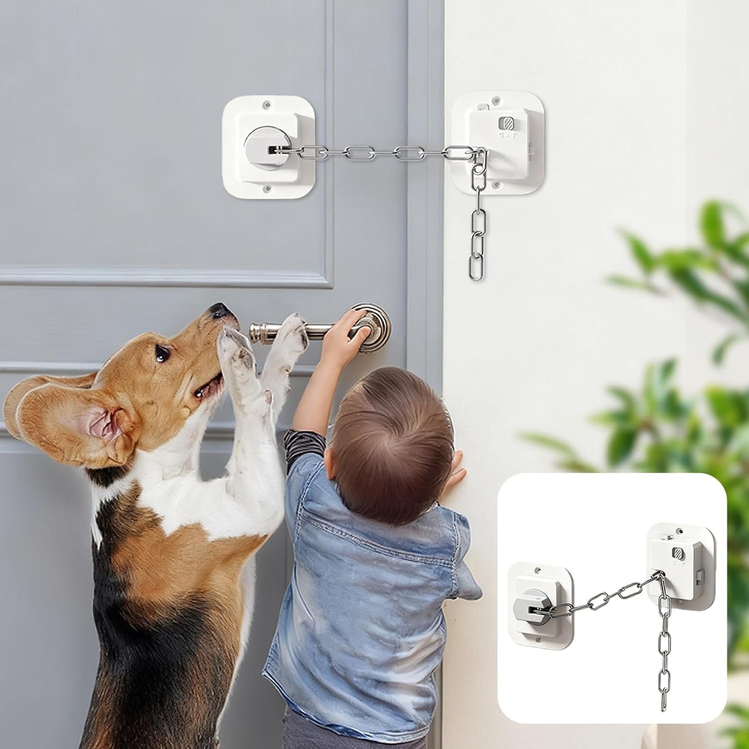 Child Proof Door Locks, No-Drill Adjustable Baby Safety Locks with 3M Strong Adhesive, Ideal for Refrigerators, Cabinets, Drawers & Toilets