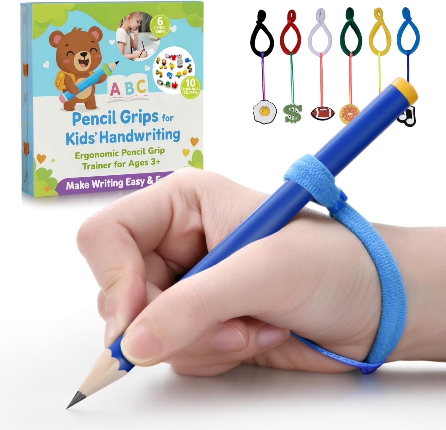 Pencil Grips for Kids Handwriting – 6PCS Ergonomic Pencil Grip Trainer for Toddlers 3-5 – Preschool Writing Aid for Left & Right Hand – Tripod Grip Corrector for Early Learning Tools