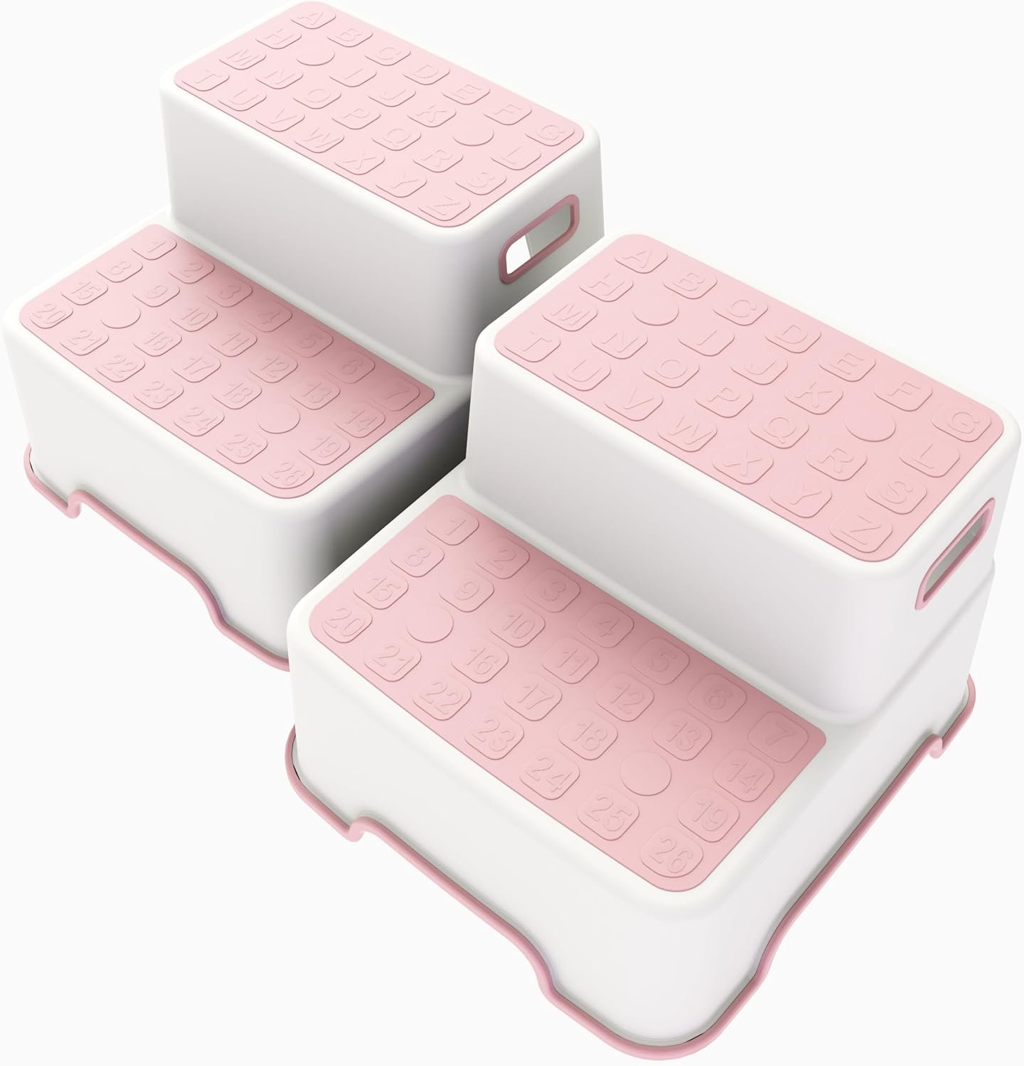 Toddler Step Stool for Bathroom Sink, 2 Pack Step Stool for Kids, Plastic Potty Training Toilet Stepping Stools, Child and Baby Lightweight&No-Slip Two Step Stools for Kitchen – Pink