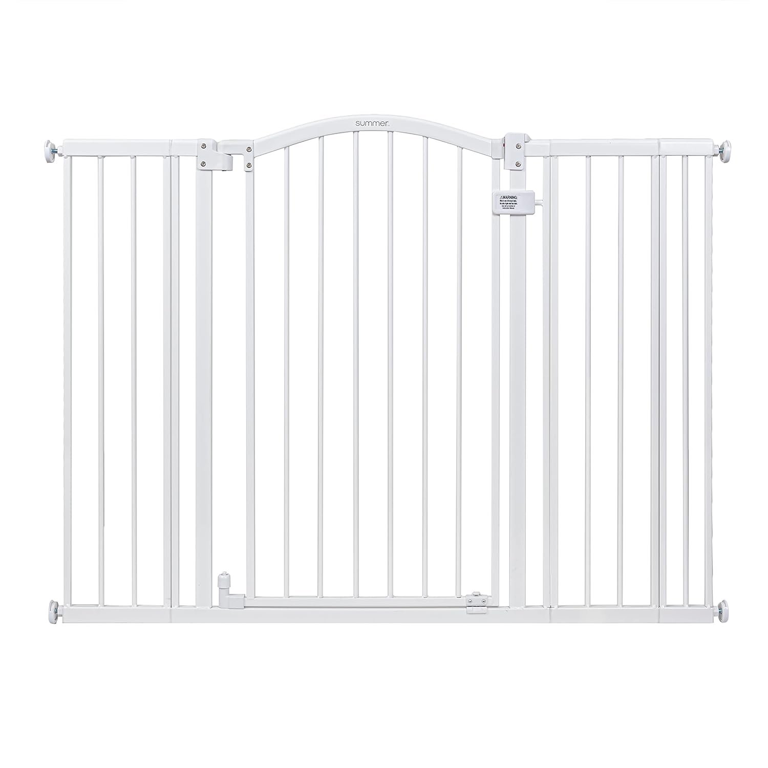 Summer Infant Extra Tall & Wide Safety Pet and Baby Gate, 29.5″-53″ Wide, 38″ Tall, Pressure or Hardware Mounted, Install on Wall or Banister in Doorway or Stairway, Auto Close Walk-Thru Door – White