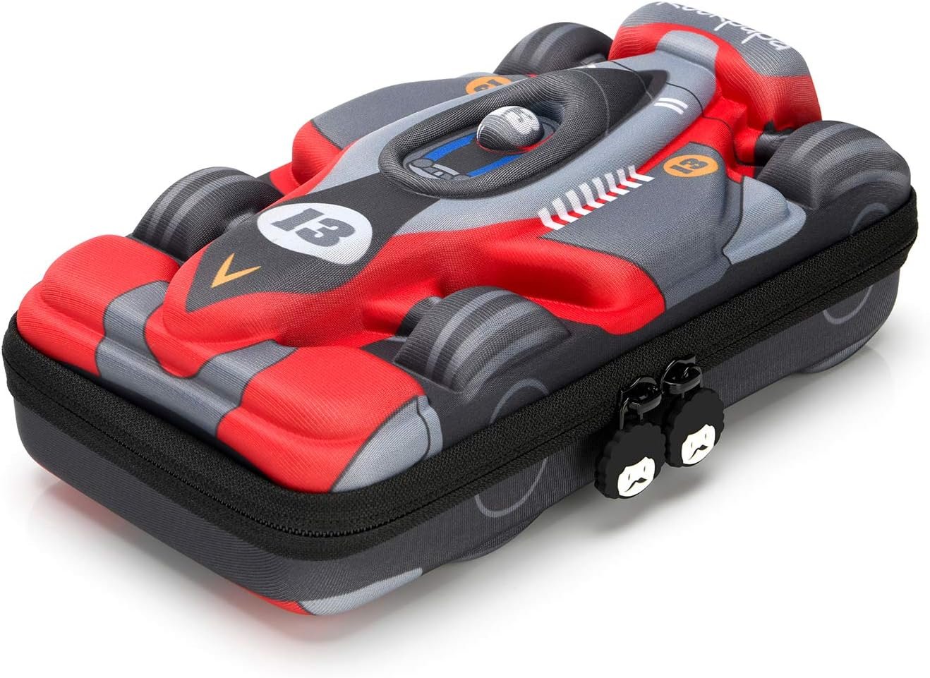 rockpapa Large-Capacity Race Car Pencil Case, Pencil Box, Storage Box for School Students Boys Teens Kids Toddlers Grey Red