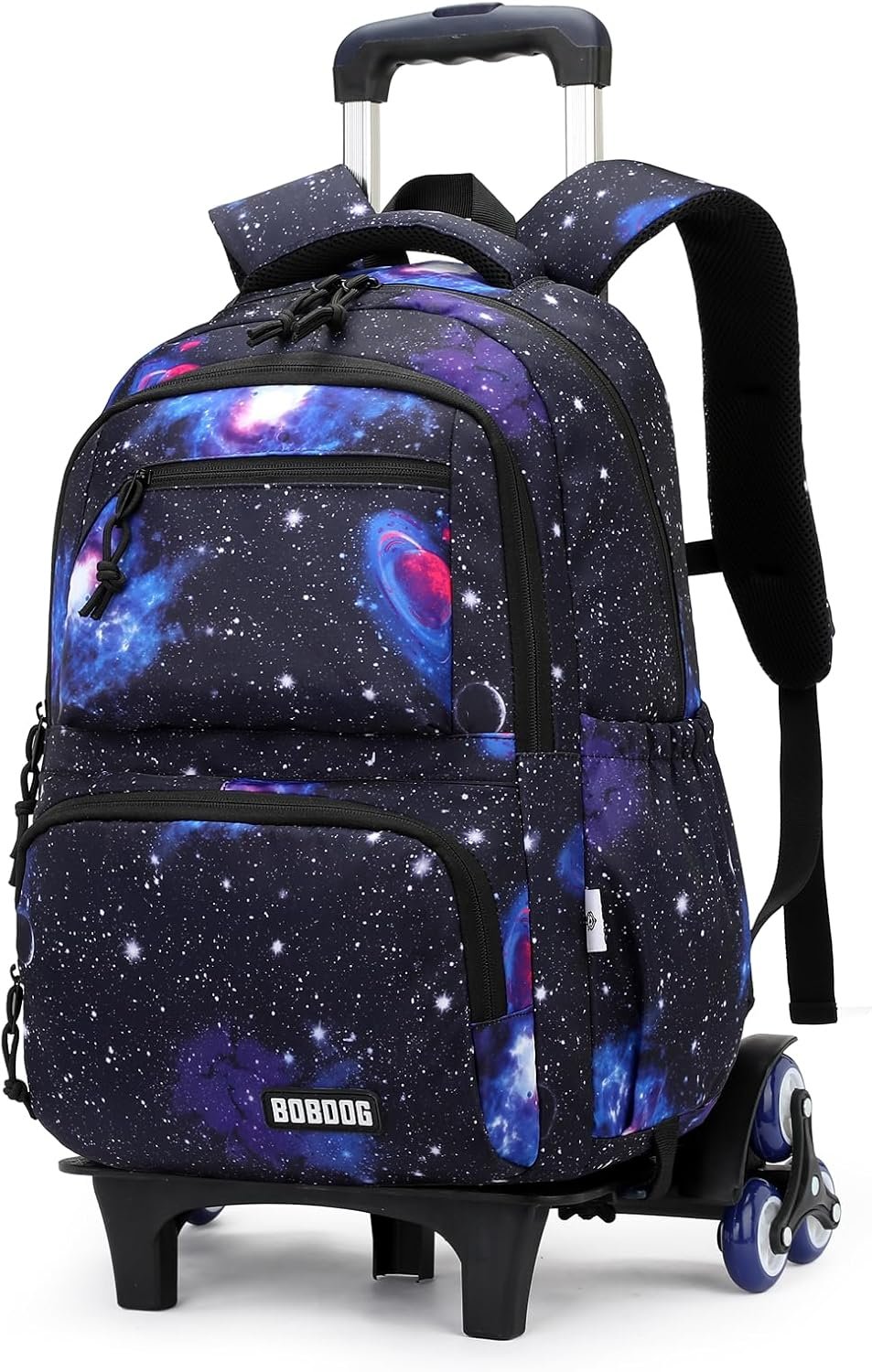 VIDOSCLA Galaxy Kids Rolling Backpack for Boys Primary Students Wheeled Bookbags for School