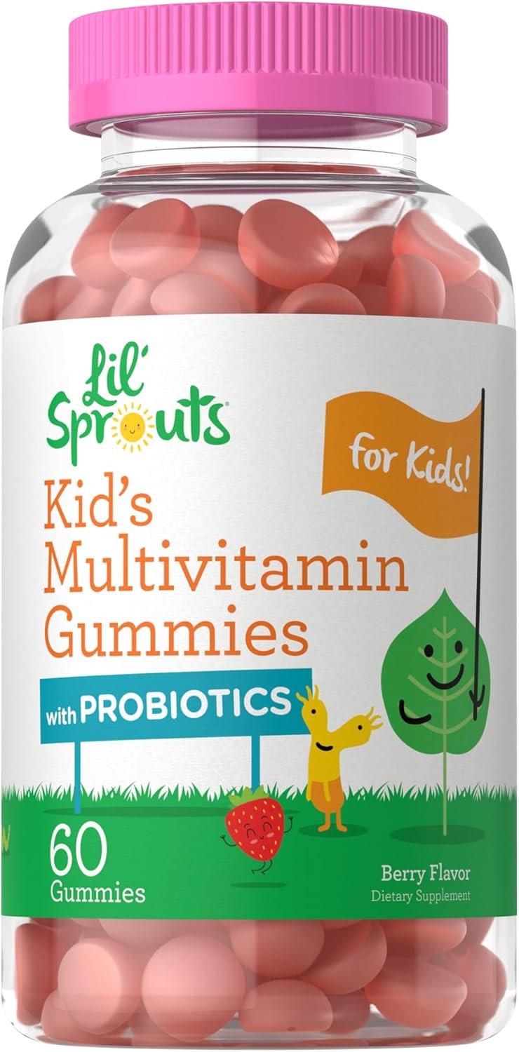 Carlyle Kids Multivitamin Gummies with Probiotics | 60 Chewables | Berry Flavor | Vegetarian, Non-GMO, Gluten Free Children’s Supplement | by Lil’ Sprouts | Packaging May Vary