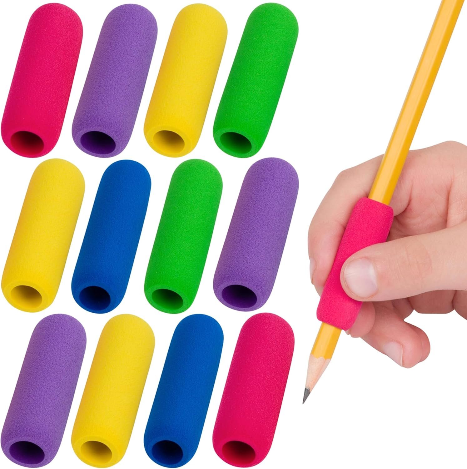 The Pencil Grip The Classics Soft Foam Pencil Grips, Ergonomic Writing Aid For Lefties And Righties, 1.5 Inch Long, Assorted Colors, 12 Count – TPG-16412
