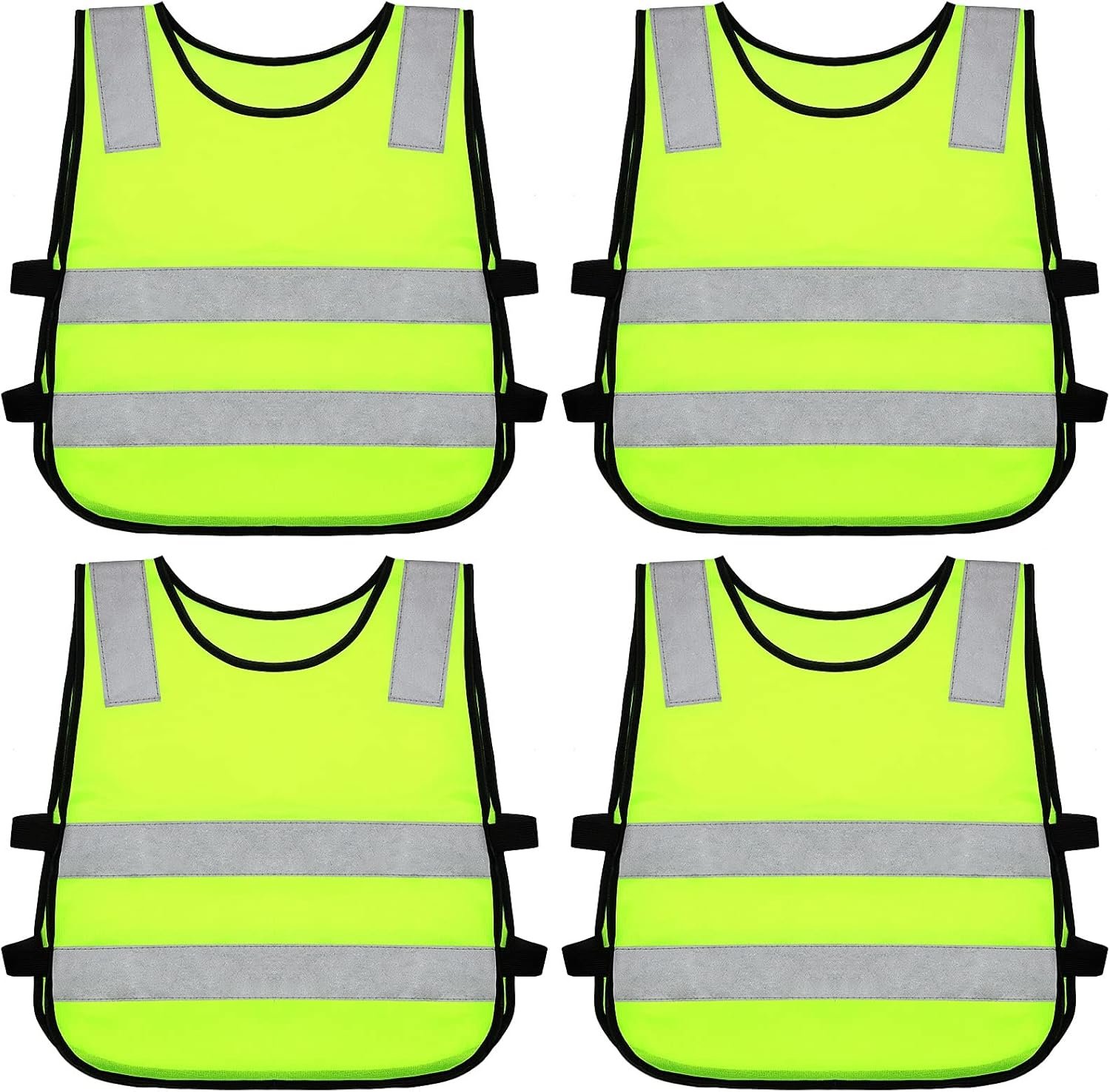 Flutesan 4 Pack Kids Reflective Vest Child Safety Visibility Vest Kids Safety Construction Sleeveless for Cycling Ski Running(Yellow)